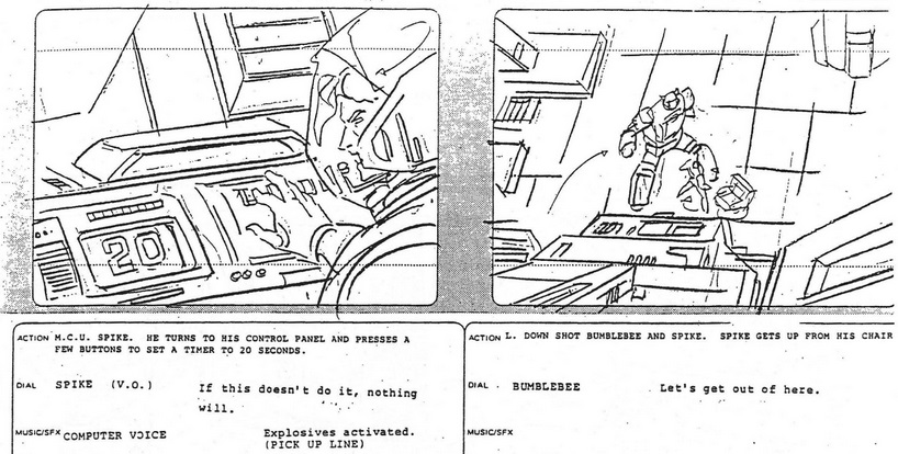 Sequence 22 storyboard differences -RQ87'S Transformers: The Movie coverage